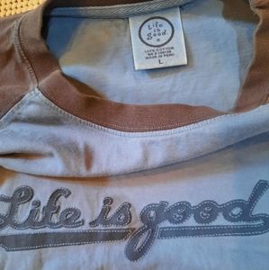 Life Is Good Blue and Brown Short Sleeve Tee